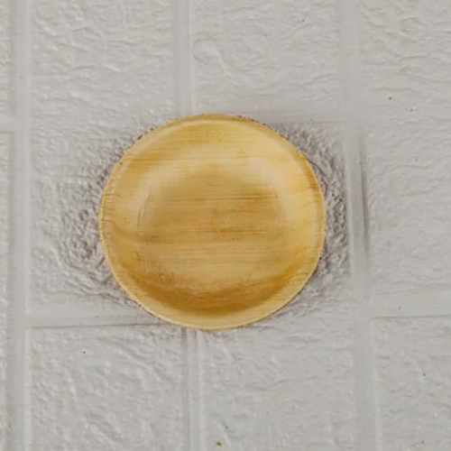 4 Inch Areca Leaf Round Shallow Bowl - Color: Beige