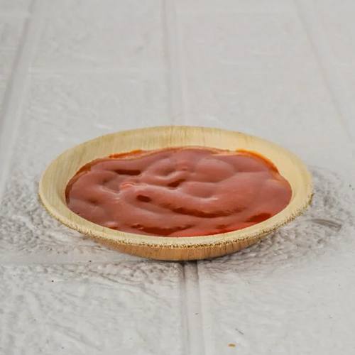 4 Inch Areca Leaf Round Shallow Bowl - Color: Beige