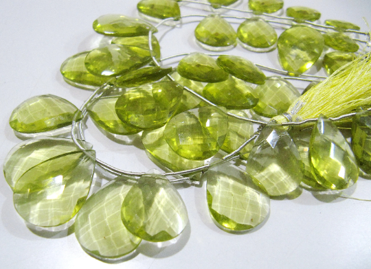 Lemon Hydro Quartz Pear Shape Faceted 15x20mm To 18x25mm Strand 8''long - Beads Colour: Yellow