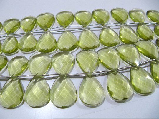 Lemon Hydro Quartz Pear Shape Faceted 15x20mm To 18x25mm Strand 8''long - Beads Colour: Yellow