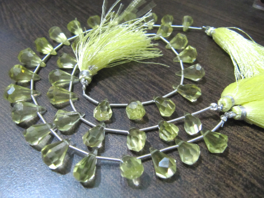 Natural Lemon Quartz Tear Drop Faceted 6x10 To10x15mm Beads Strand 7''long