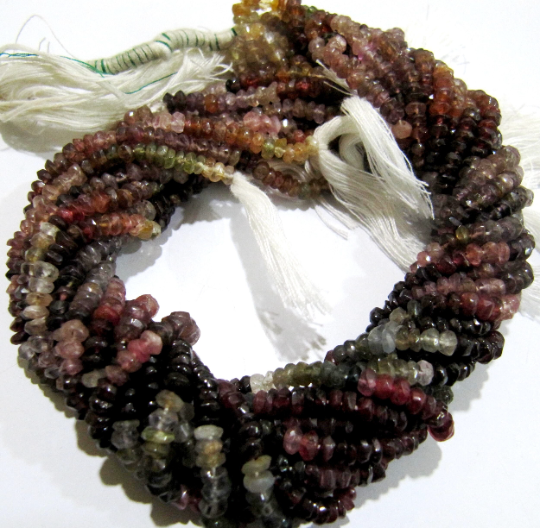 Natural Multi Spinal Rondelle Faceted 3-4mm Beads Strand 13inches Long
