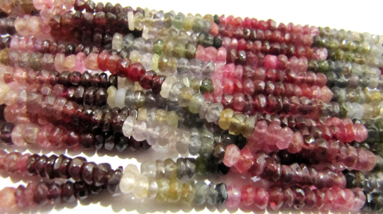 Natural Multi Spinal Rondelle Faceted 3-4mm Beads Strand 13inches Long