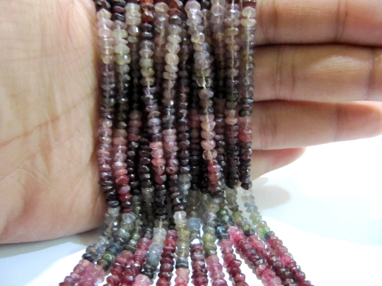 Natural Multi Spinal Rondelle Faceted 3-4mm Beads Strand 13inches Long