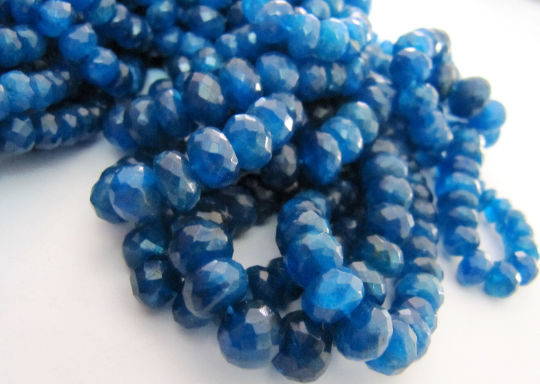 Natural Neon Apatite Rondelle Faceted 5-7mm Beads Strand 8 Inches Long - Beads Colour: Blue