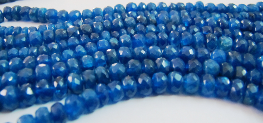 Natural Neon Apatite Rondelle Faceted 5-7mm Beads Strand 8 Inches Long - Beads Colour: Blue