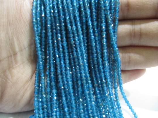 Natural Neon Apatite Rondelle Faceted 2.5-3mm Beads Strand 13 Inches Long - Beads Colour: Blue