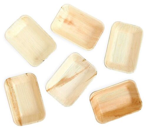 Areca Rectangle Plate - 100% Biodegradable Areca Leaf, 10x7 Inches, Golden Color | Disposable, Sturdy Design For Restaurants & Events