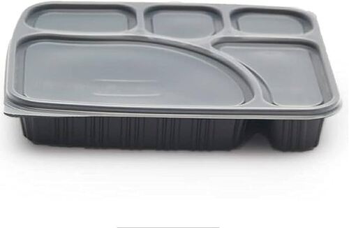 Plastic Compartment Meal Tray With Lid - Plastic, 3cp/5cp/8cp Sizes, White/black Colors | Disposable, Leak-preventing Lid For Easy Transportation