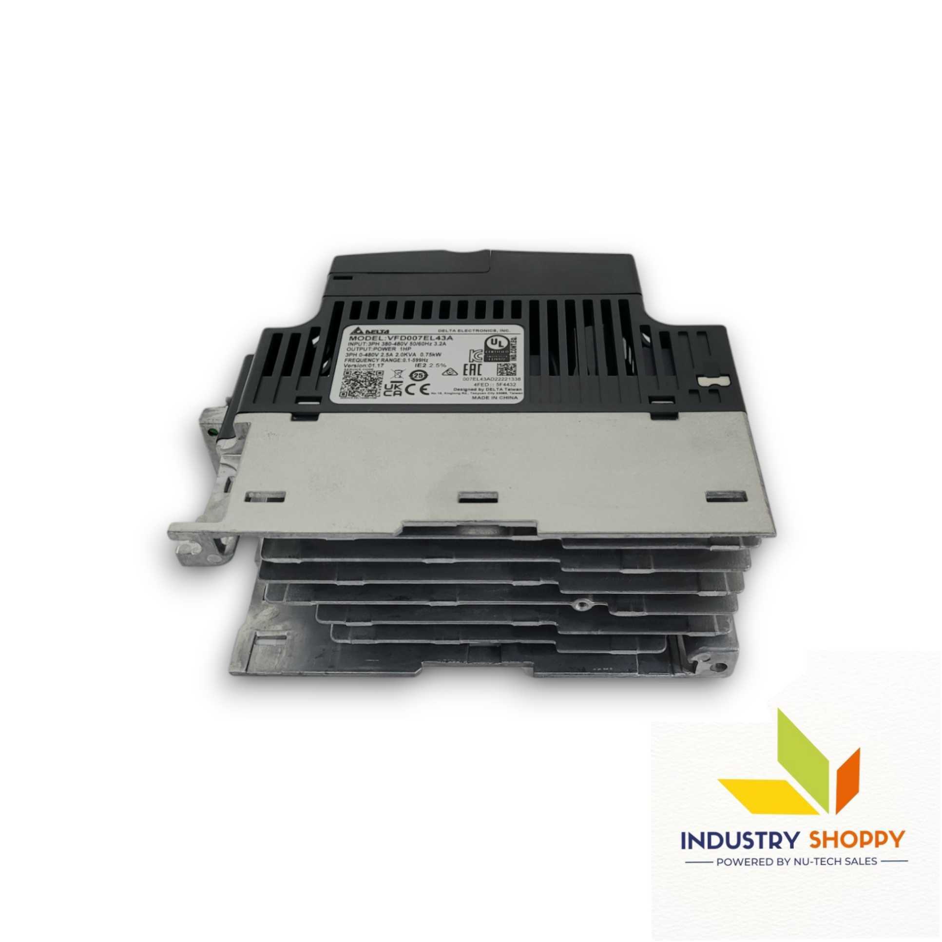 Delta Vfd007el43a Ac Drive - Metal & Plastic, 72x174x136 Mm, Matte Black | Integrated Emi Filter, Pid Control, Rs485 Modbus Communication