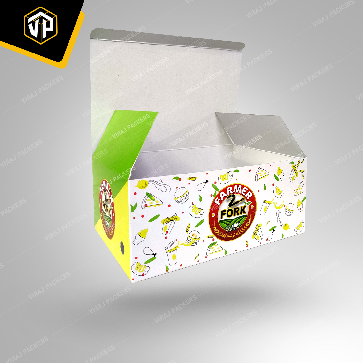 Glossy Finishing Fried Chicken Packaging Boxes - Paper, Customized Size, Rectangular Shape | Grease-resistant, Easy-open Lid, Ventilation Holes For Crispiness