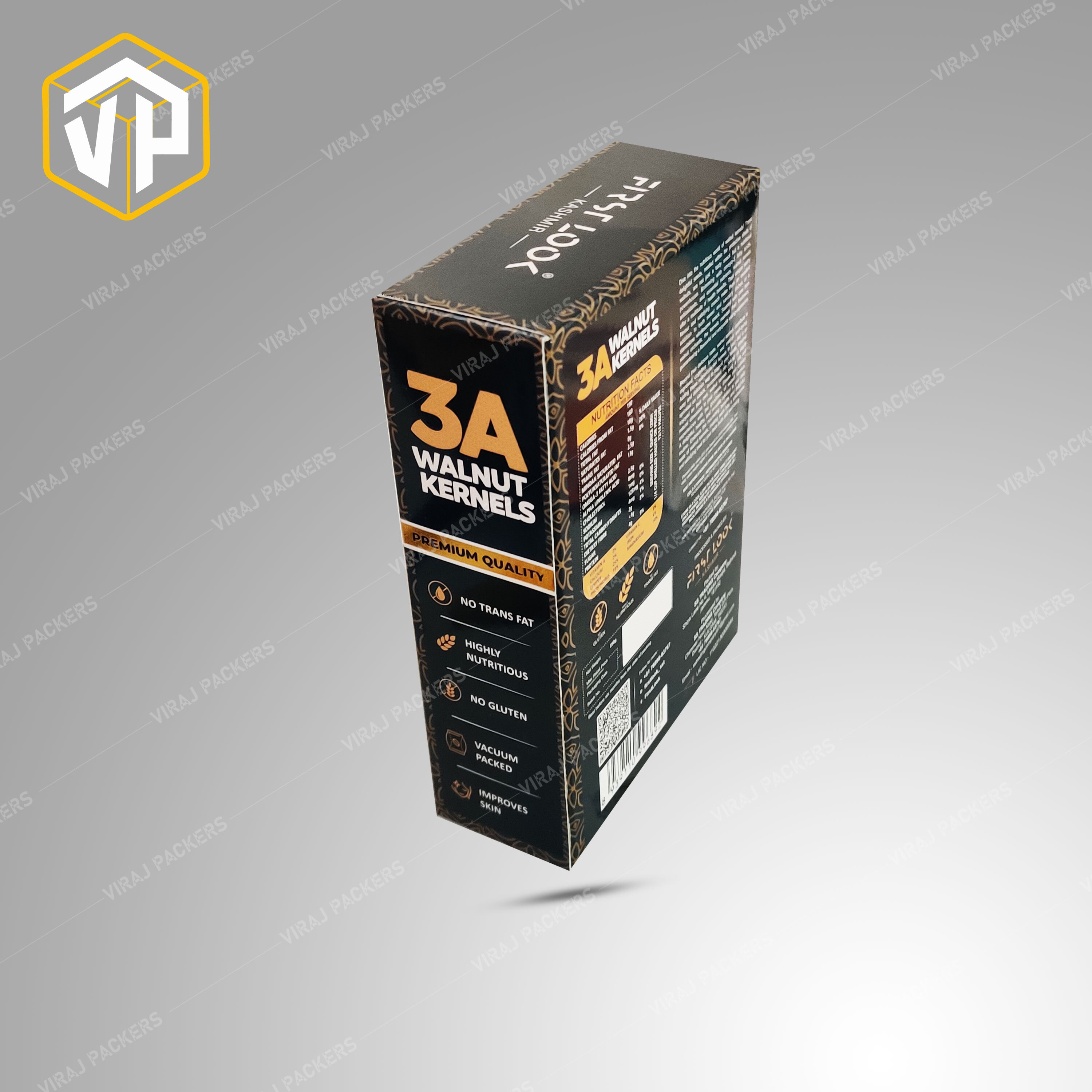 Premium Walnut Packaging Boxes With Golden Foil Stamping - Paper Material, Customized Size, Square Shape, Glossy Lamination | Secure Storage, Elegant Design