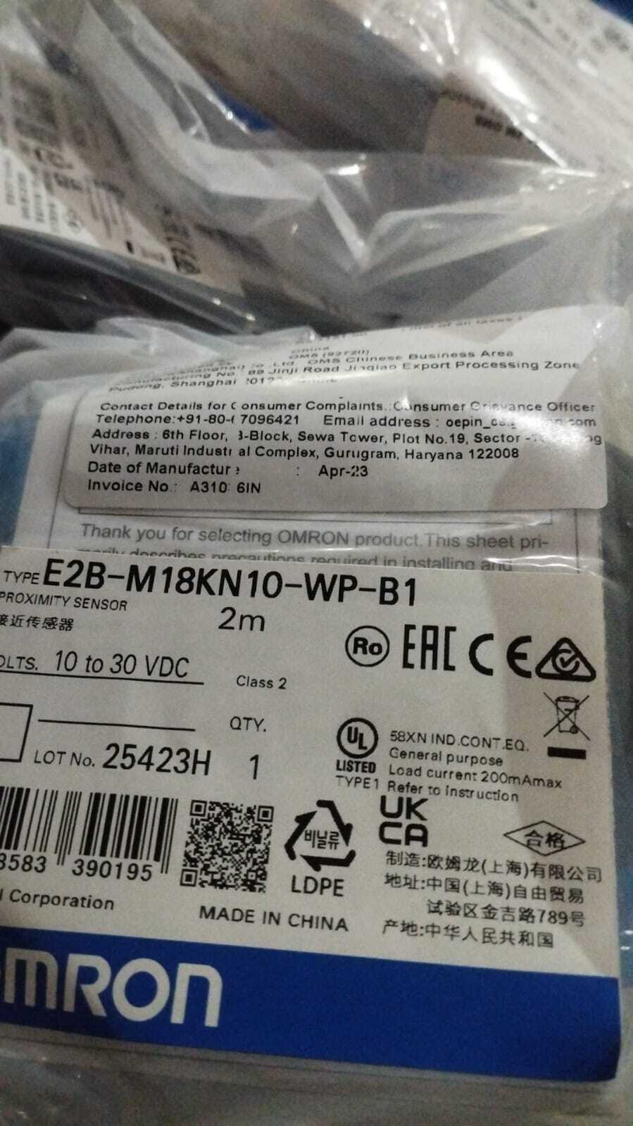 Omron Proximity Sensor ,E2a-m30kn20-wp-b2, E2a-m30kn20-wp-c1, E2a-m30kn20-wp-c2, E2a-m30kn20-wpc1. E2a-m30kn20-m1-c2, E2a-m30kn20-m1-b1, E2g-s08kn04-m1-d1, E2g-m12kn08-m1-d1