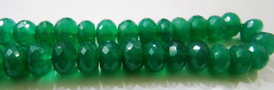 Natural Green Onyx Rondelle Faceted 7 To 8mm Beads Strand 9 Inches Long - Material: Stone