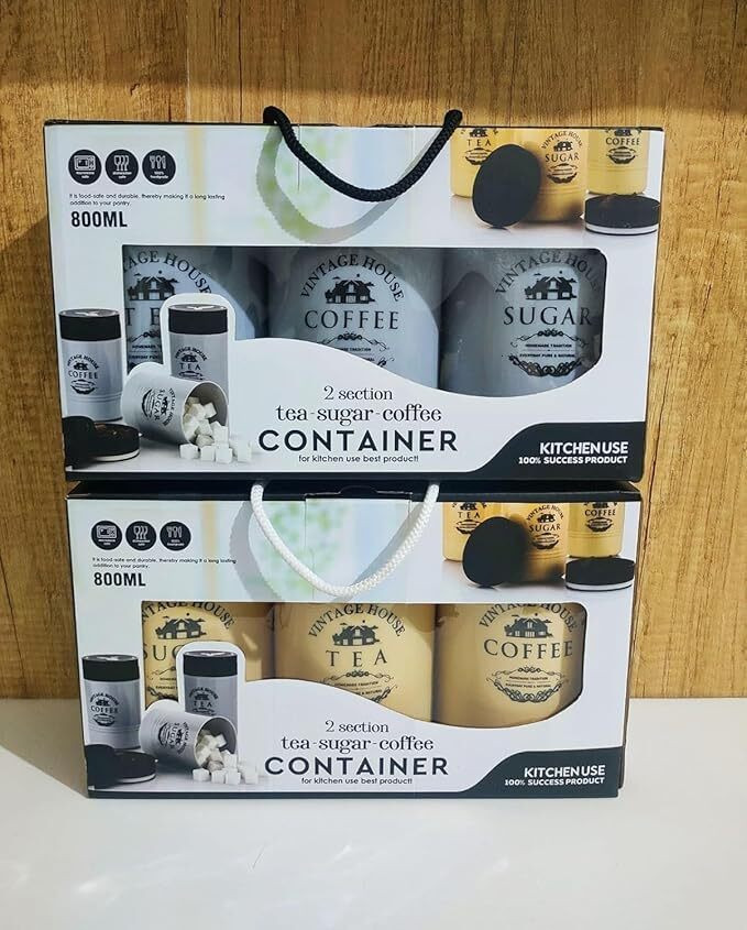 Trendy One Airtight Tea, Coffee & Sugar Container Set - 800 Ml Pp Plastic, Gray Color, Set Of 3