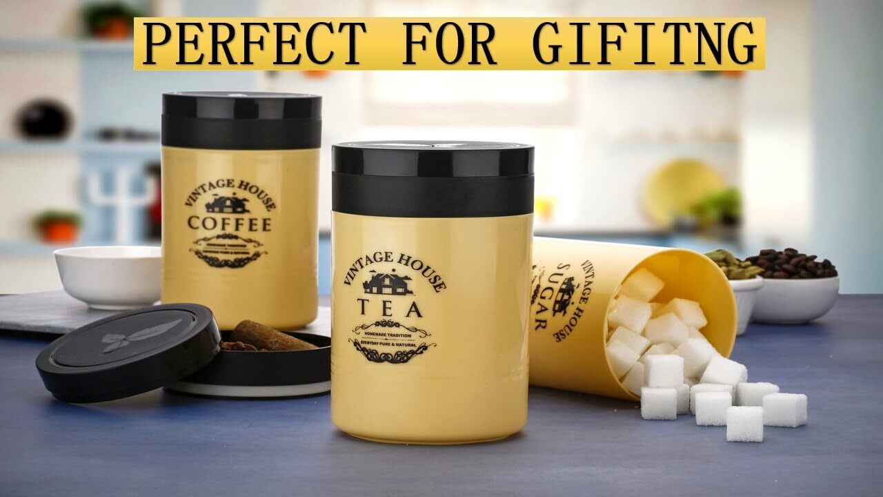 Trendy One Airtight Tea, Coffee & Sugar Container Set - 800 Ml Pp Plastic, Gray Color, Set Of 3