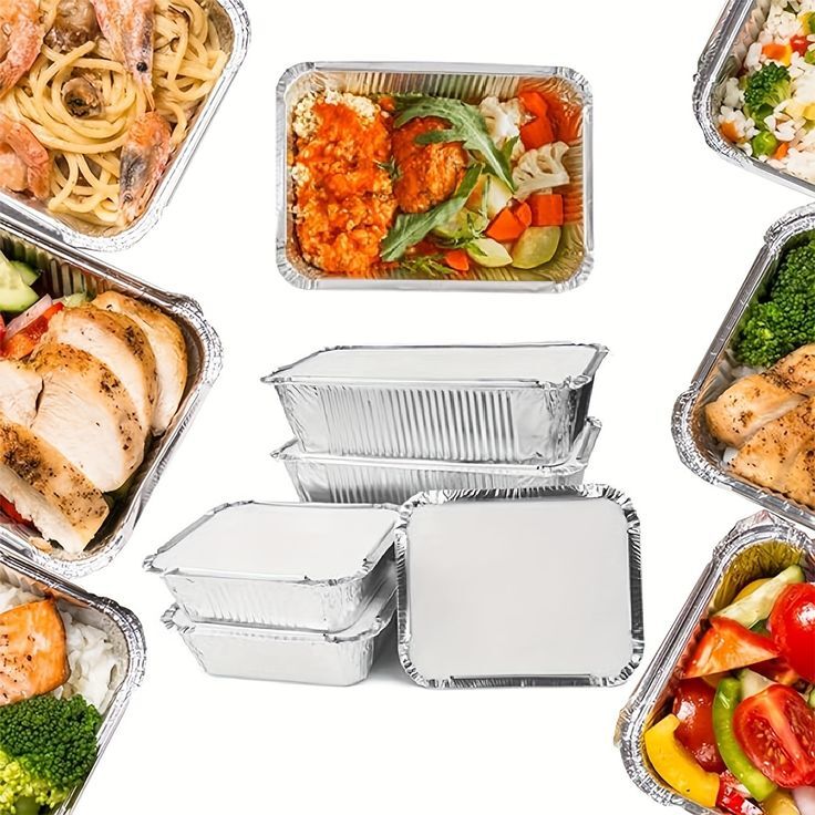 Sliver Aluminium Foil Container With Lid