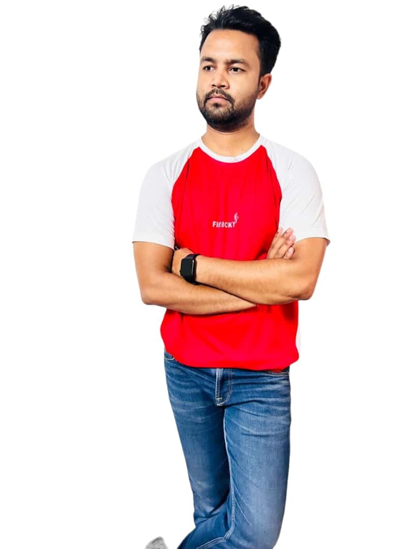 Finicky Trendy T Shirts - Imported Caramel Fabric, Customized Sizes, 7 Stylish Colors Including Gray, Printed Design, 1 Year Warranty