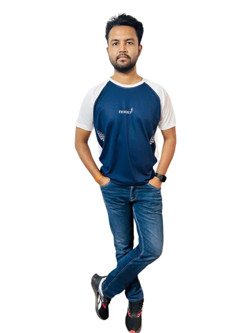 Finicky Trendy T Shirts - Imported Caramel Fabric, Customized Sizes, 7 Stylish Colors Including Gray, Printed Design, 1 Year Warranty