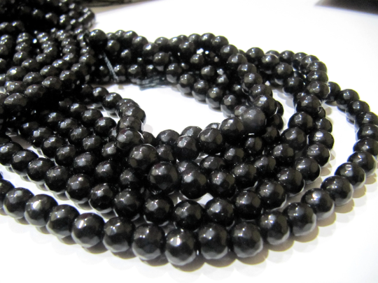 Black Onyx Gemstone Beads Strand - 10mm Round Faceted Balls, 14-15 Inches Long, Premium Quality For Necklaces, Earrings, And Bracelets