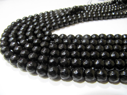Black Onyx Gemstone Beads Strand - 10mm Round Faceted Balls, 14-15 Inches Long, Premium Quality For Necklaces, Earrings, And Bracelets