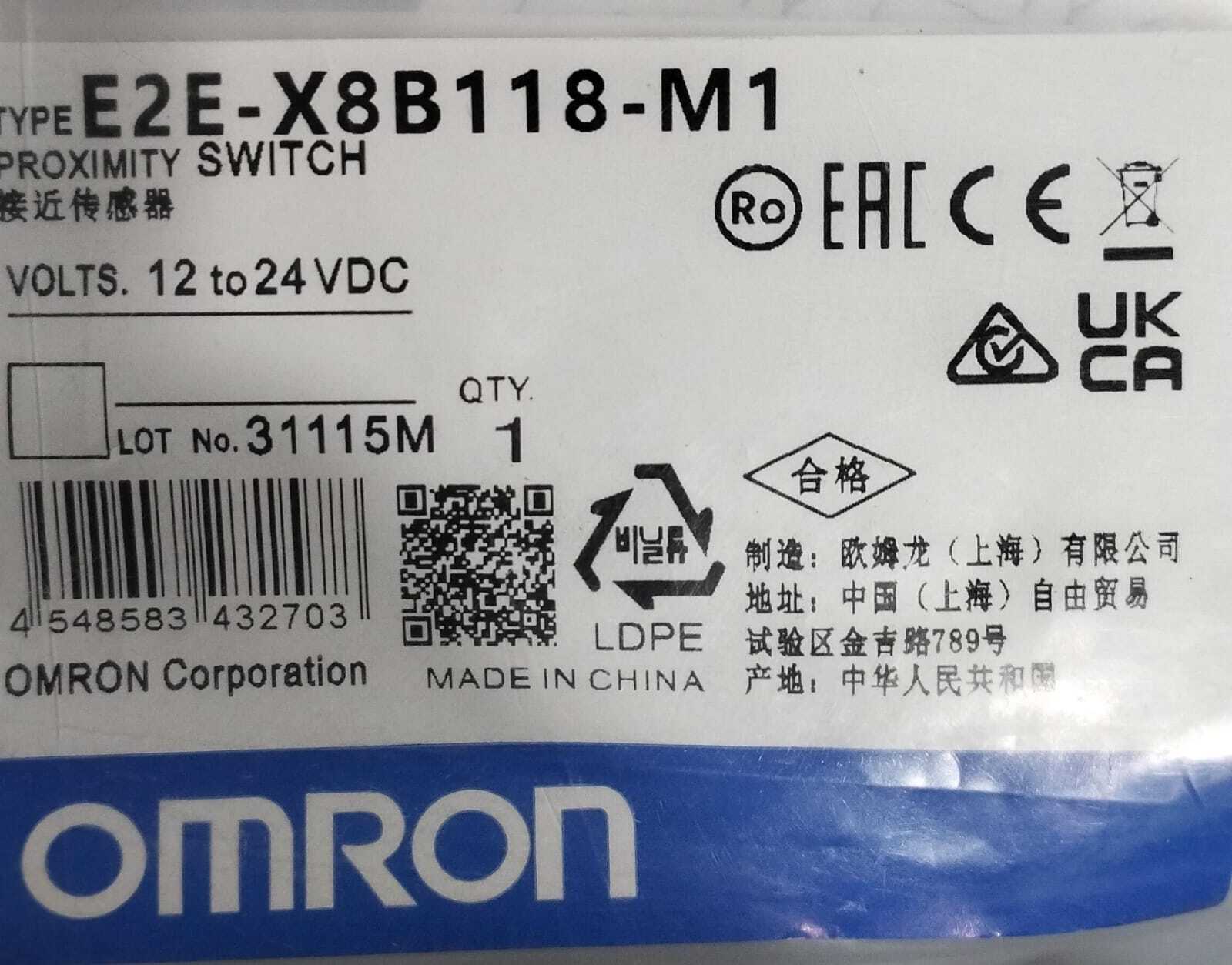 Omron Proximity Sensor , E2e-x8b118-m1 - Features: Compact Design; High Sensitivity