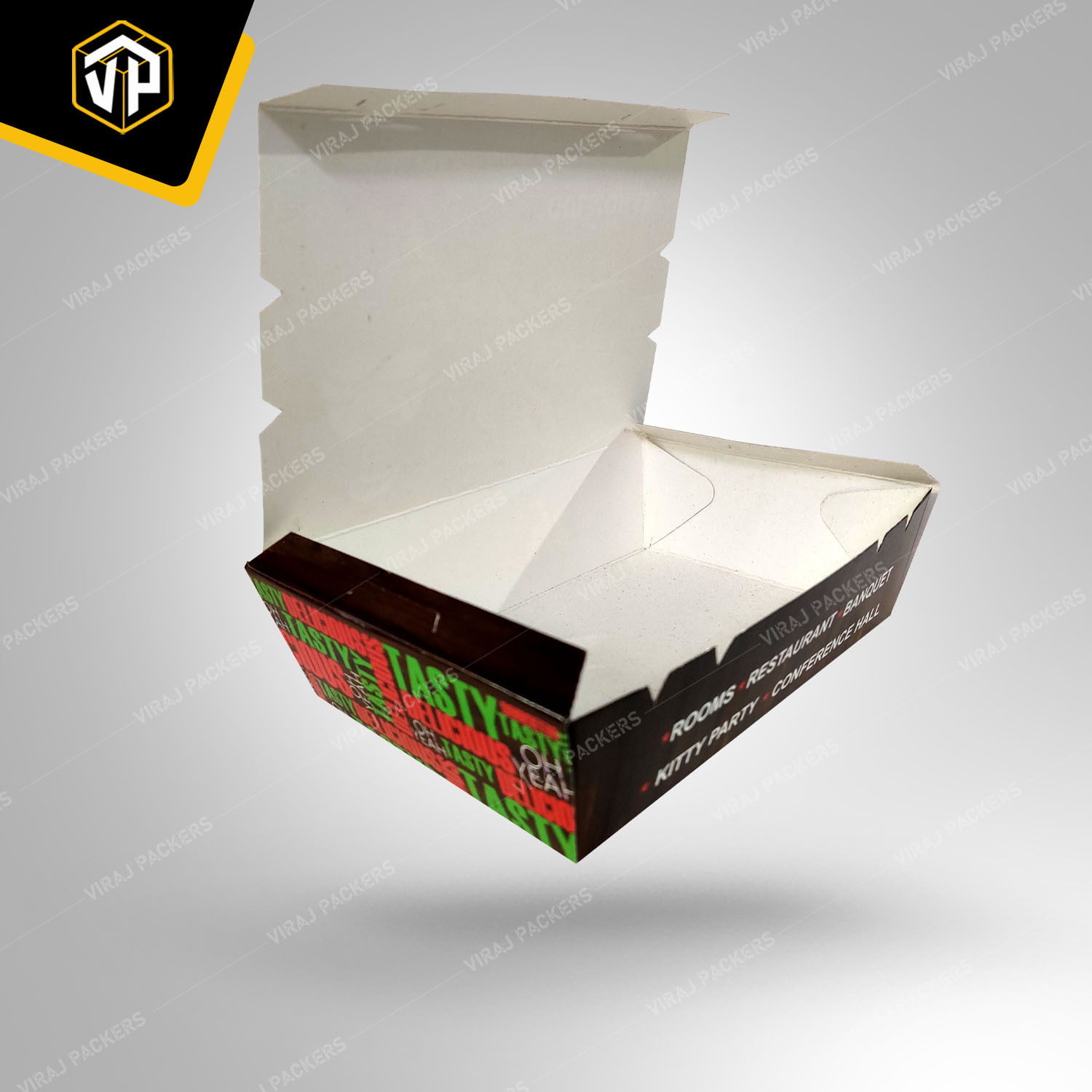 Kabab Food Packaging Boxes - Paper Material, Customized Size, Glossy Lamination , Grease-resistant, Ventilated Design, Secure Closure, Custom Branding Options