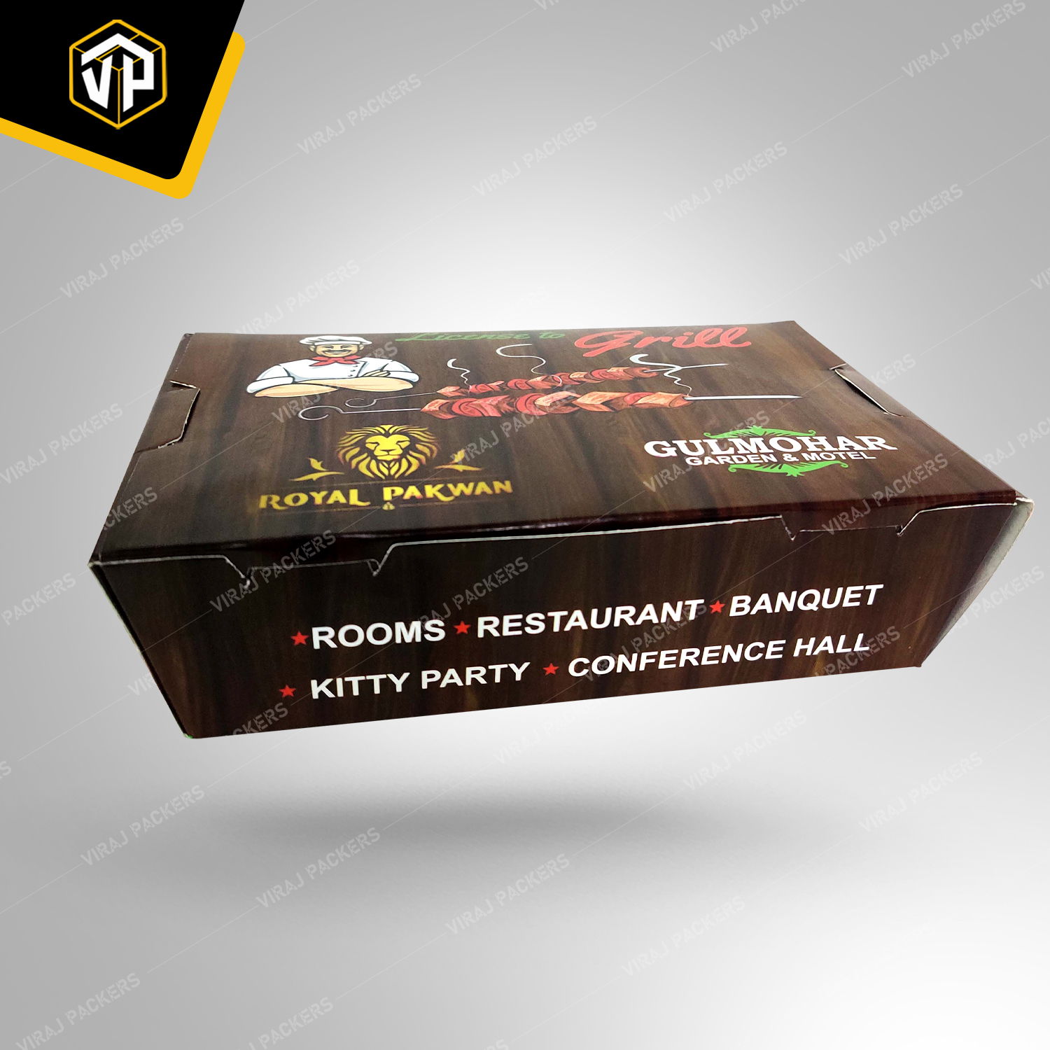 Kabab Food Packaging Boxes - Paper Material, Customized Size, Glossy Lamination , Grease-resistant, Ventilated Design, Secure Closure, Custom Branding Options