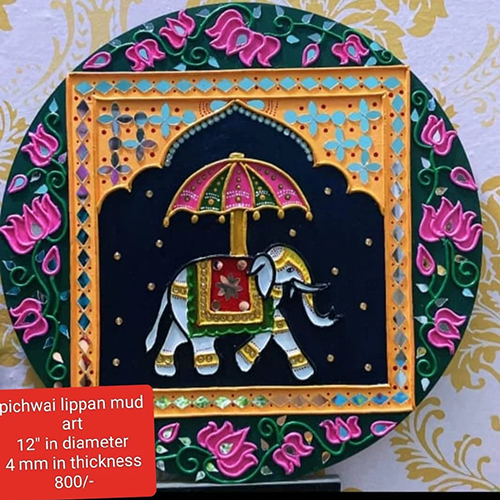 Pichwai Lippan Mud Art - Standard Size, Multicolor Design | Unique Decorative Item Featuring Traditional Indian Craftsmanship