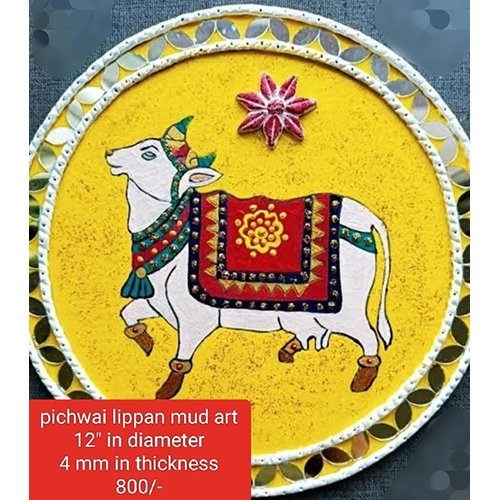 Pichwai Lippan Mud Art - Standard Size, Multicolor Printed Decorative Item | Intricate Traditional Design and Vibrant Patterns