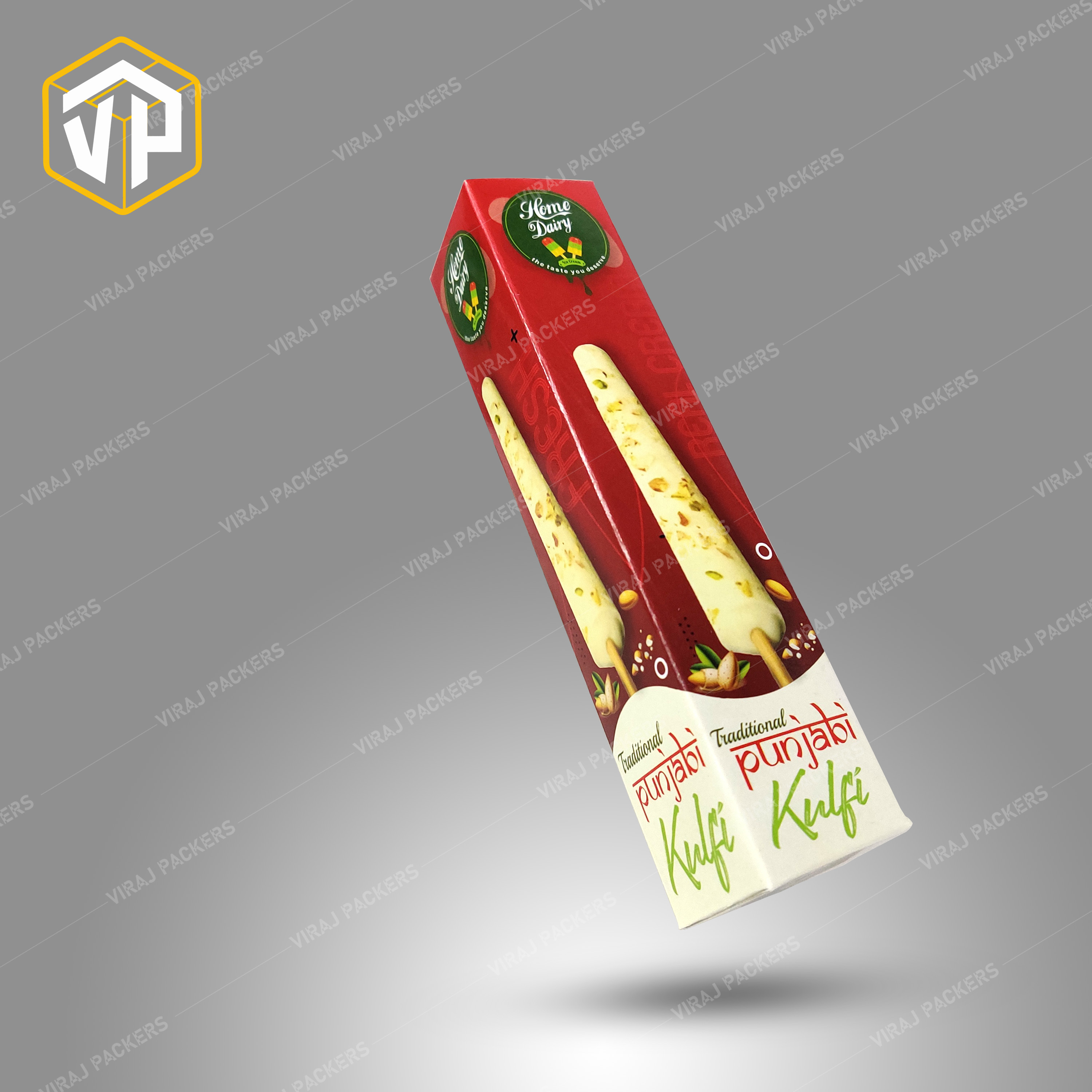 Punjabi Kulfi Ice Cream Packaging Boxes - Paper Material, Customized Size , Grease-resistant Interior, Glossy Lamination, Uv Offset Printing