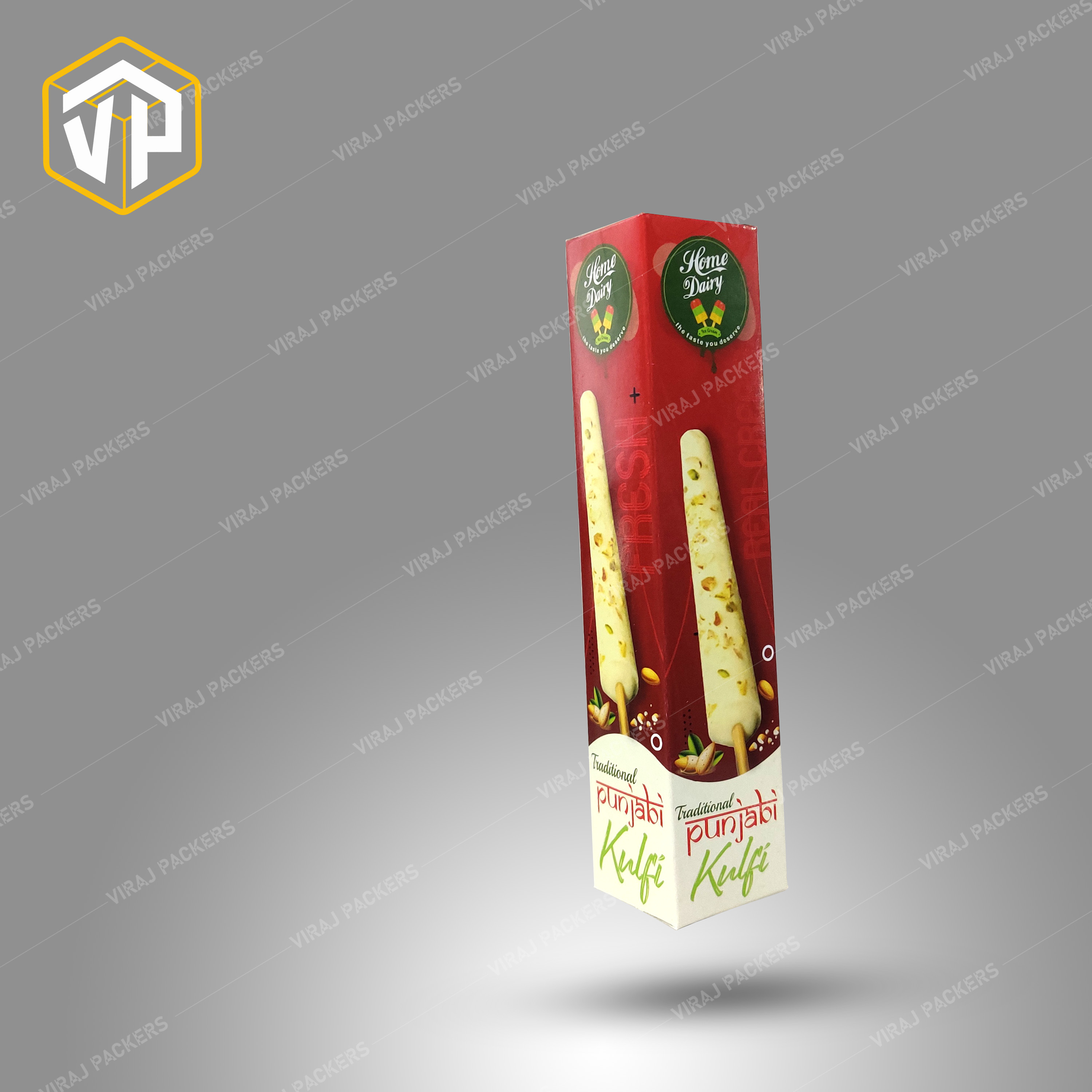Punjabi Kulfi Ice Cream Packaging Boxes - Paper Material, Customized Size , Grease-resistant Interior, Glossy Lamination, Uv Offset Printing