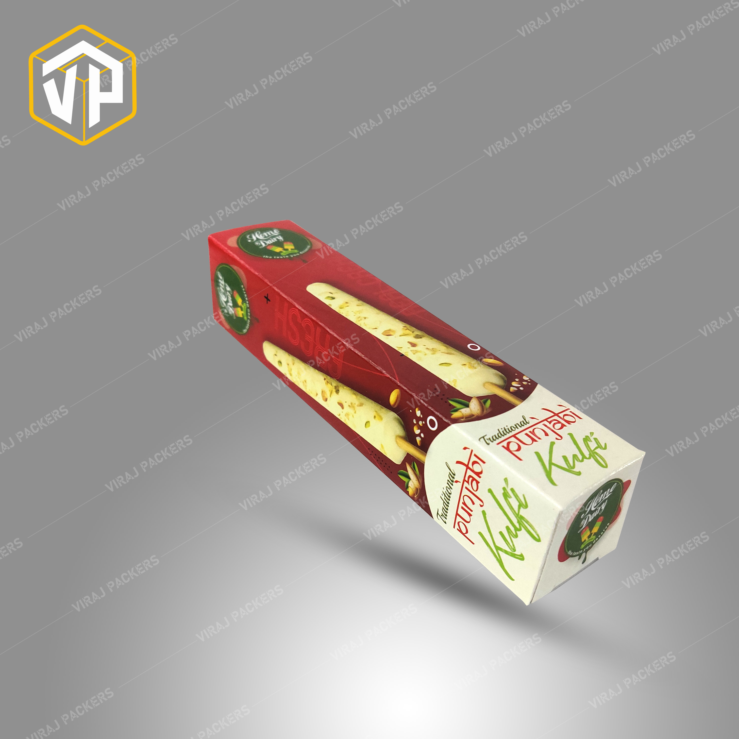 Punjabi Kulfi Ice Cream Packaging Boxes - Paper Material, Customized Size , Grease-resistant Interior, Glossy Lamination, Uv Offset Printing