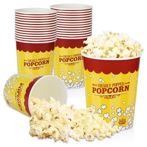 Popcorn Paper Tub - High-Quality Paper Material, Round Shape, Matt Lamination Finish | Eco-Friendly Food Packaging for Cinemas and Home