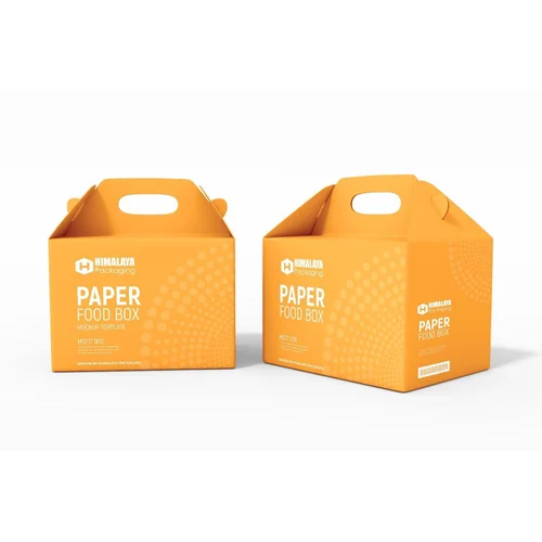 4 Color Printed Box - High-Quality Paper Material, Standard Size, Matte Yellow Finish | Rectangular Design for Food Packaging Needs