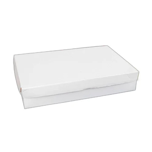 White Rectangular Corrugated Box - Paper Material, 10x4x7 Inch | Glossy Lamination Finish, Elegant White Color, Versatile Storage Solution