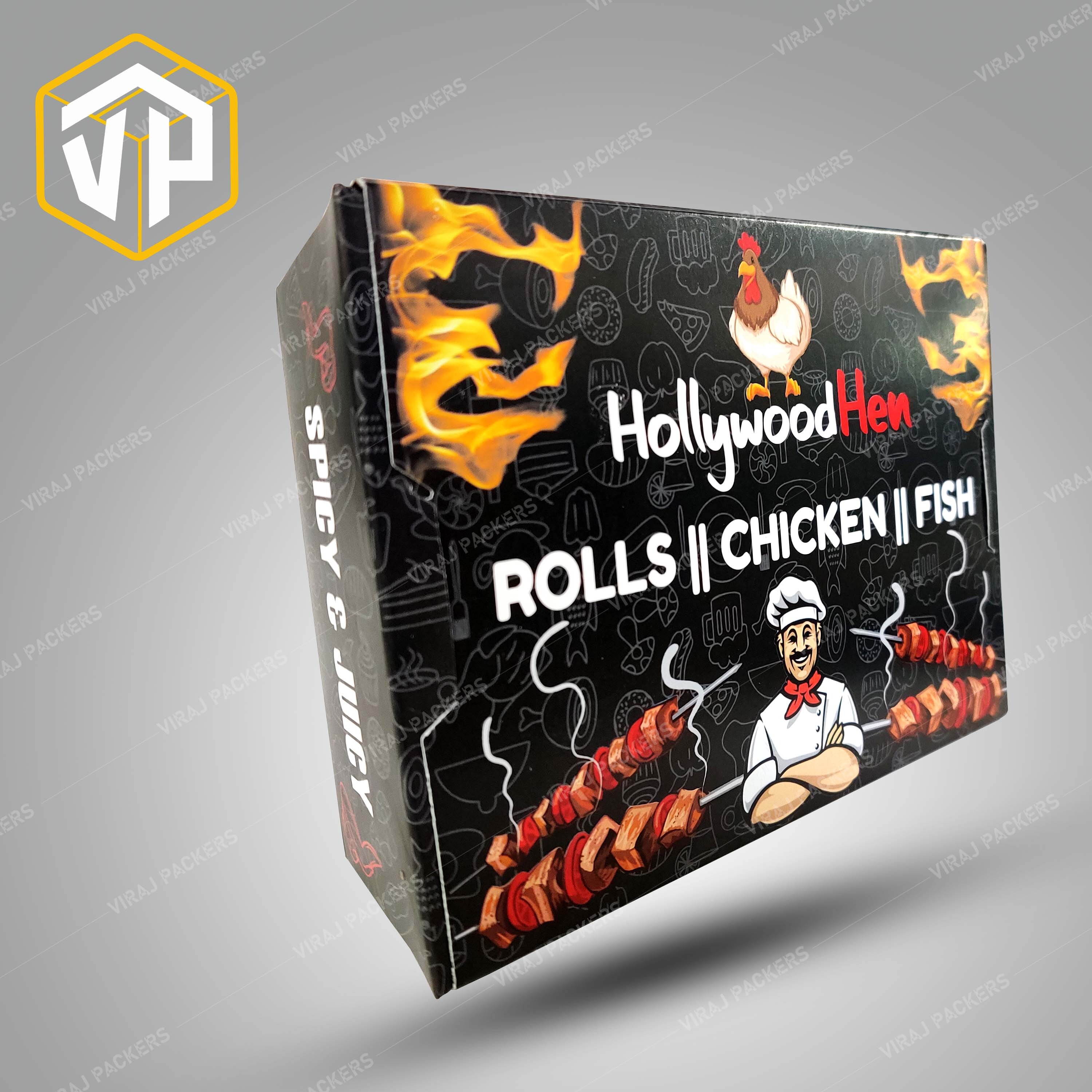 Rolls / Chicken / Fish Multi-purpose Packaging Boxes Manufacturer - Paper Material Customized Size Grease-resistant Interior | Glossy Lamination Easy-to-fold Flaps Custom Branding Options
