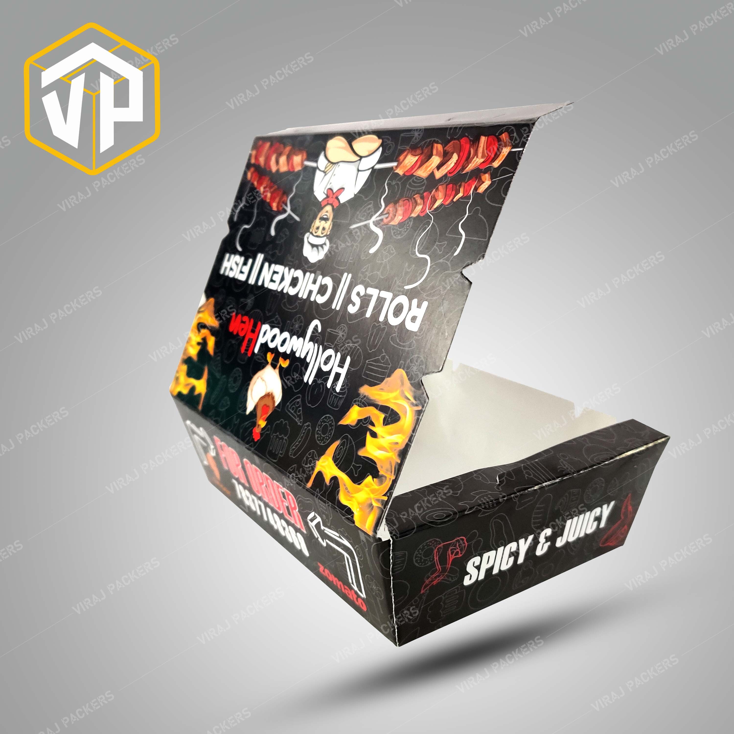 Rolls / Chicken / Fish Multi-purpose Packaging Boxes Manufacturer - Paper Material Customized Size Grease-resistant Interior | Glossy Lamination Easy-to-fold Flaps Custom Branding Options