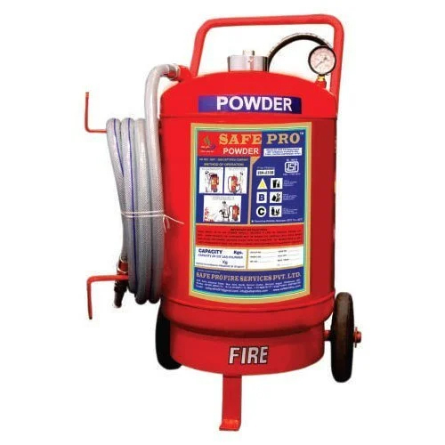 ABC Trolley Fire Extinguisher - Mild Steel, -30°C to +60°C Temperature Range, Vibrant Red | 2-Year Warranty for Reliable Fire Safety