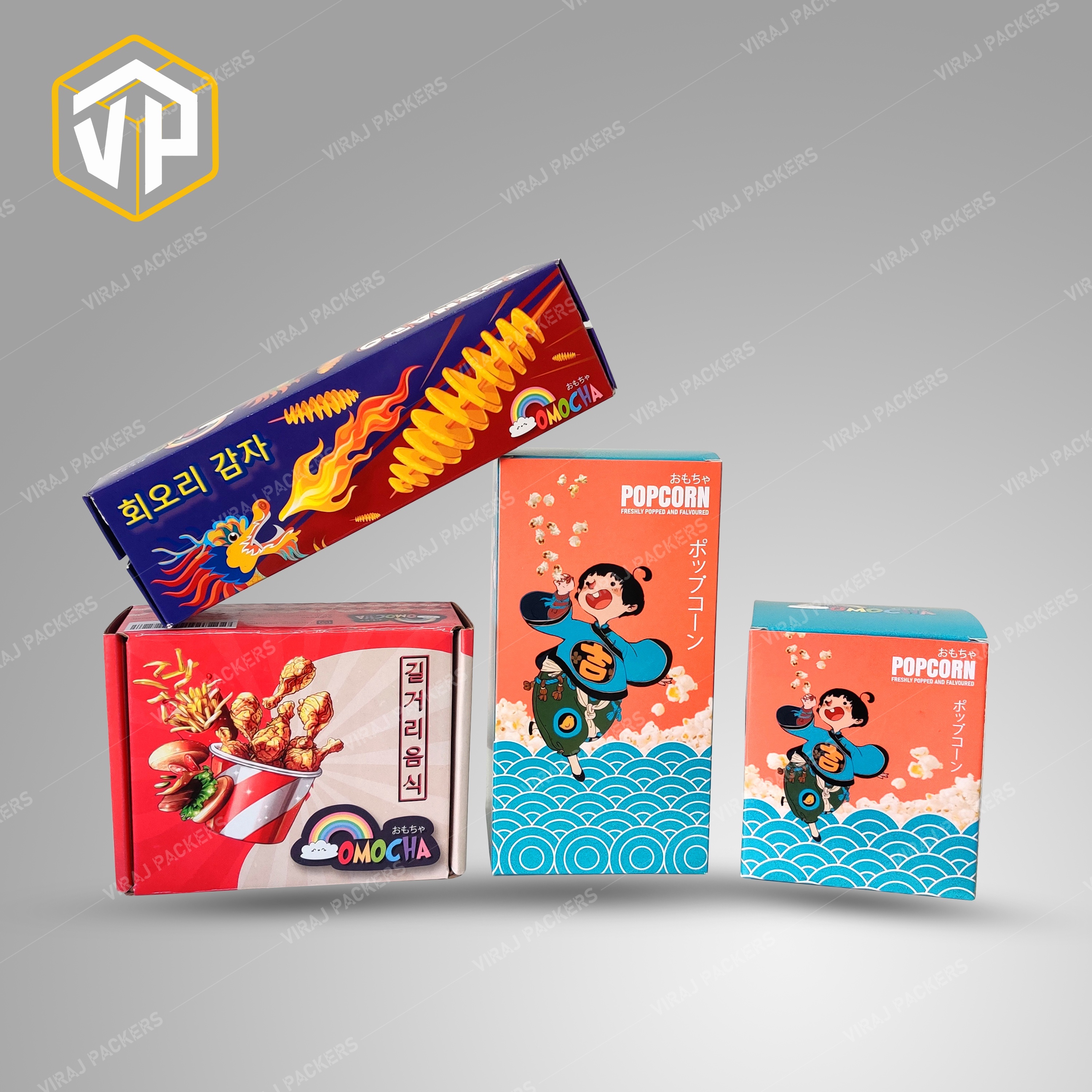 Fried Chicken Packaging Box With Customized Printing - Paper Material, Customized Size, Glossy Laminated Surface | Grease-resistant, Secure Closures, Vibrant Branding Options