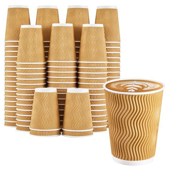 Rippled Paper Cups - Paper Material, 150ml, 200ml, 250ml, 400ml Sizes | Anti-scald Insulated Design, No Sleeves Needed, Reusable For Versatile Use