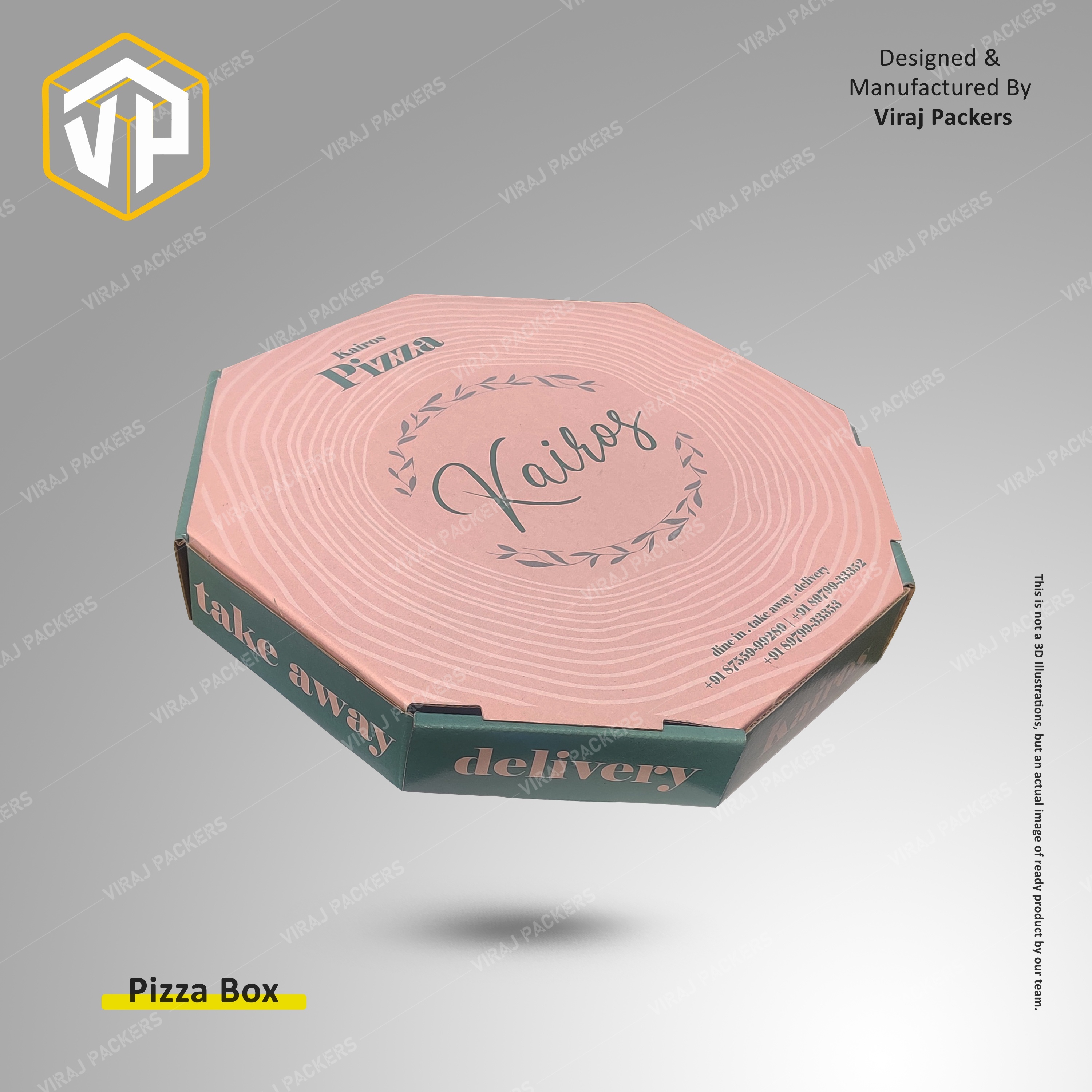 Octagonal Printed Pizza Packaging Boxes - Food-grade Cardboard, Customizable Size & Design | Glossy Lamination, Ventilation Holes For Freshness