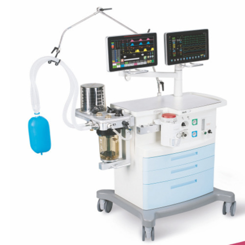 Atlas N7+ Anesthesia Machine - 149x90x149 Cm, White & Blue | Integrated Tft Touch Screen, Full Electronic Control, All Ventilation Modes, Low Flow Anaesthesia Capable, Self-test Compliance, Built-in Heater