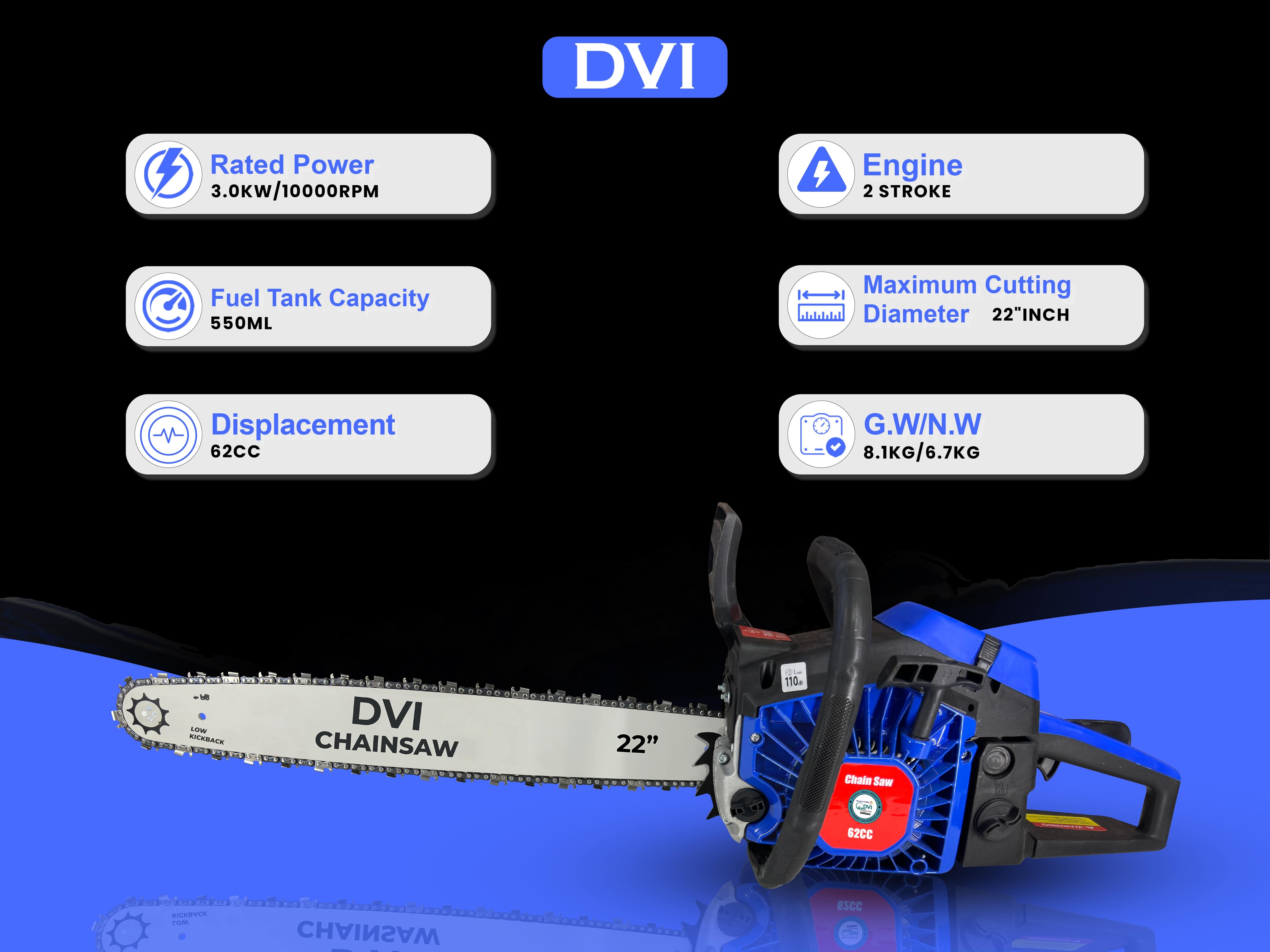 62cc Chain Saw Machine - Bladeâ Size: 22 Inch