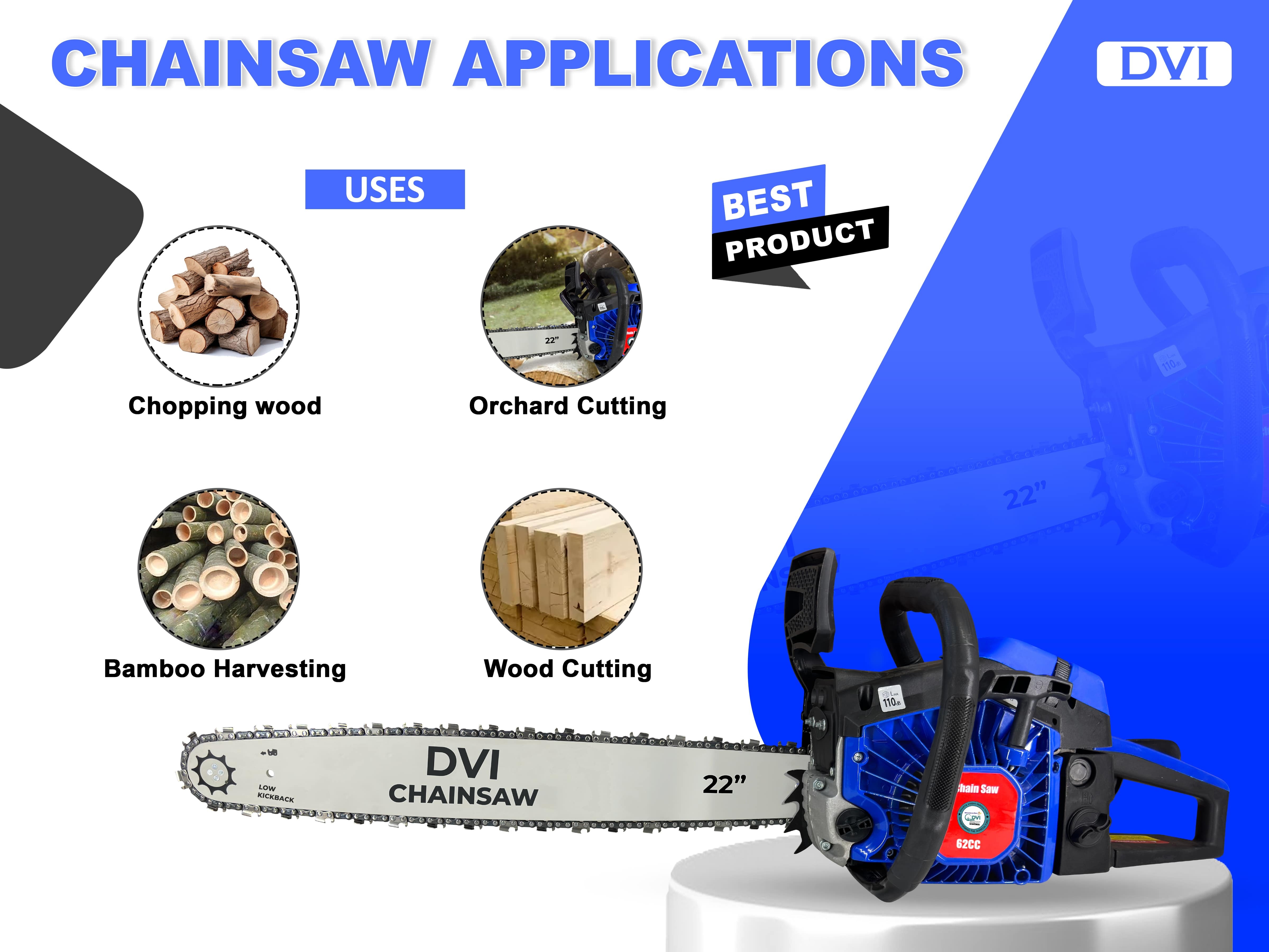 62cc Chain Saw Machine - Bladeâ Size: 22 Inch