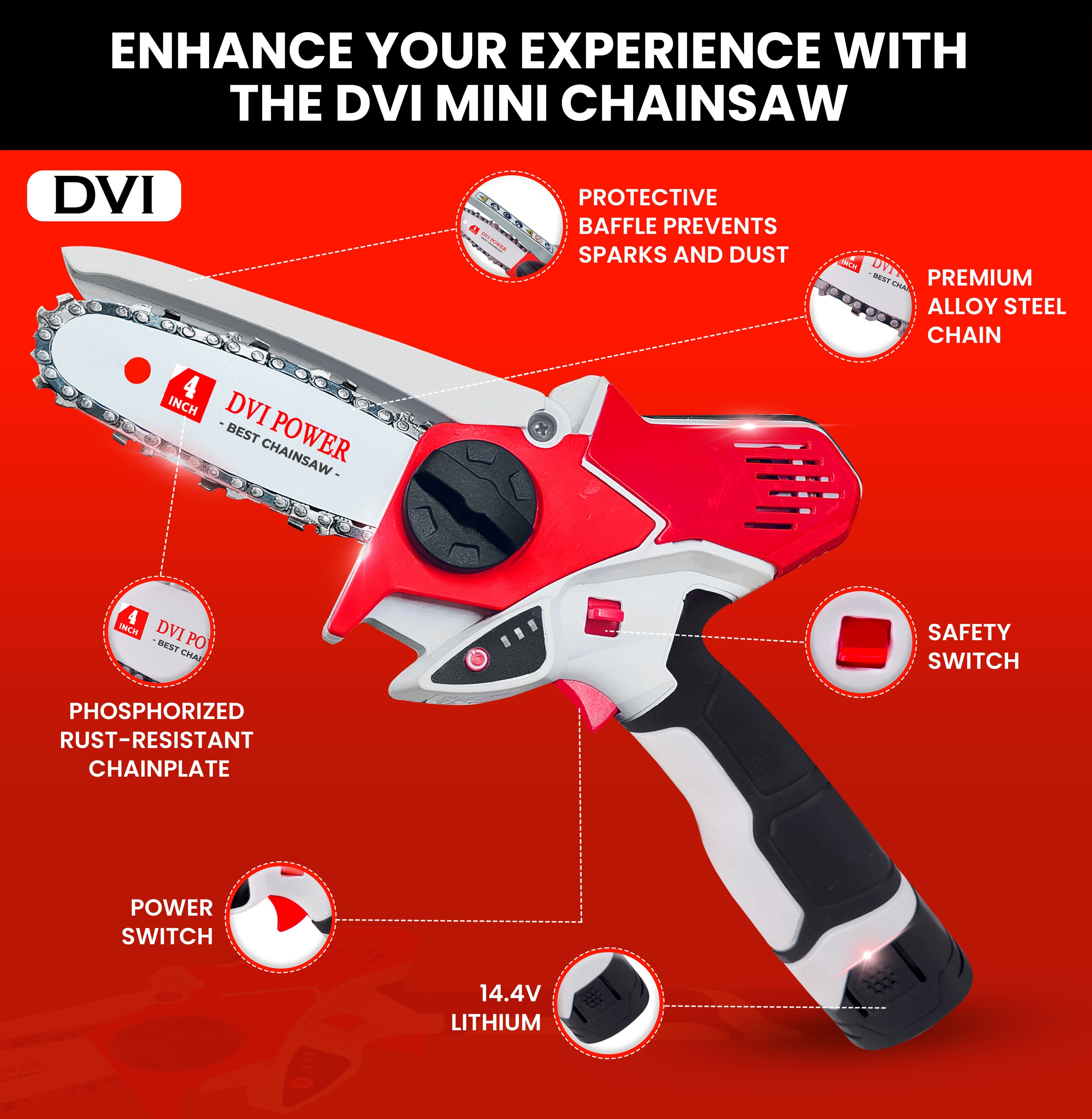 Cordless Chain Saw 4 Inch - Height: 31 Centimeter (Cm)