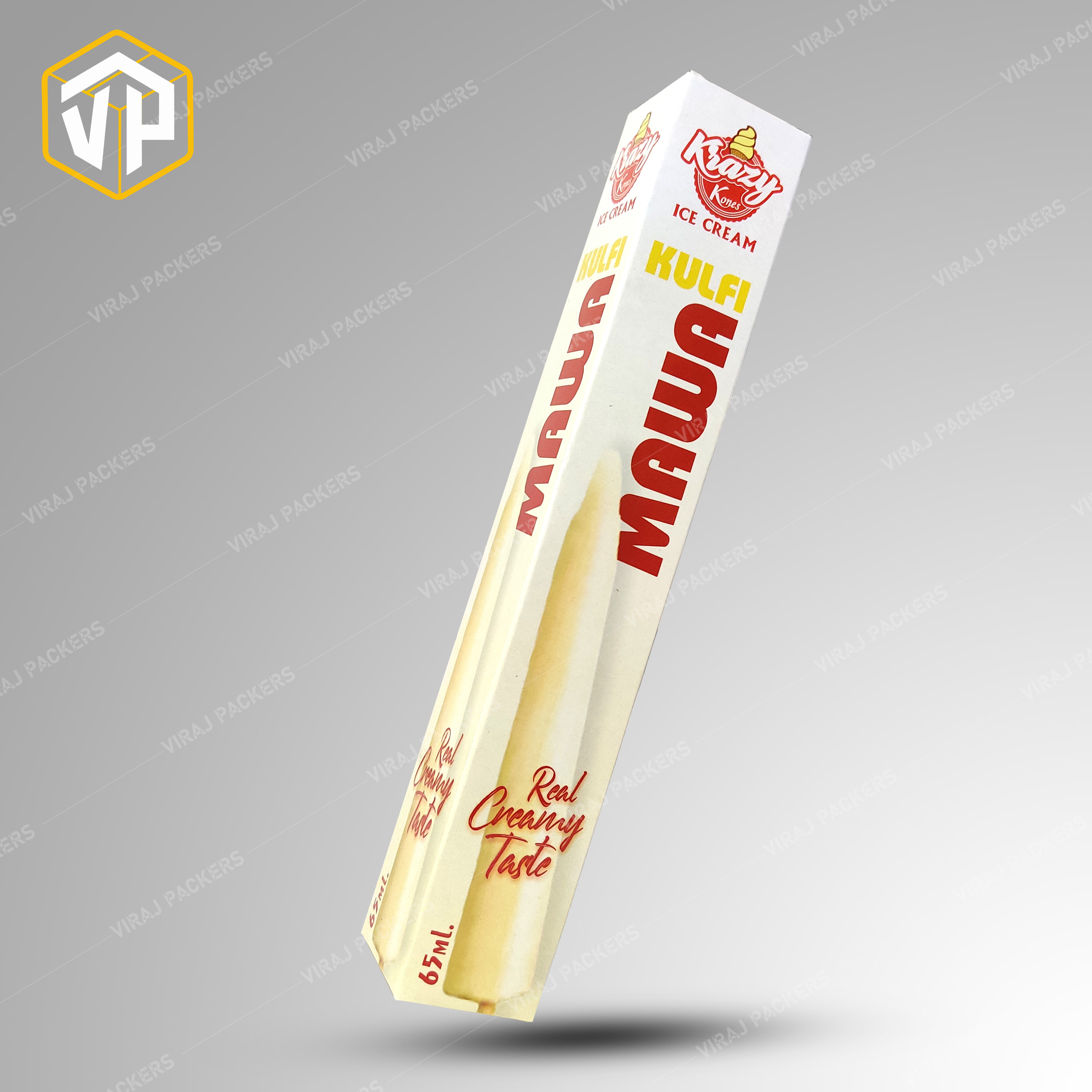 Printed Kulfy Ice Cream Box - Sturdy Cardboard, Customized Size , Glossy Lamination , Uv Offset Printing , Secure Lid With Eco-friendly Options