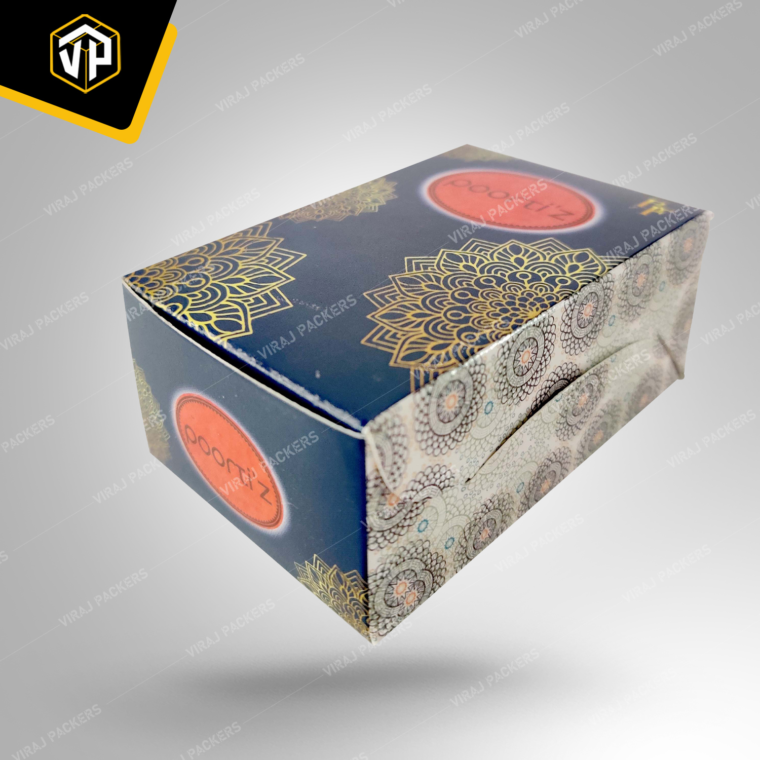 2 Piece Laddu Box / Sweet Box With Custom Printing - Paper Construction, Custom Size, Glossy Finish | Secure Closure, Eco-friendly Options Available