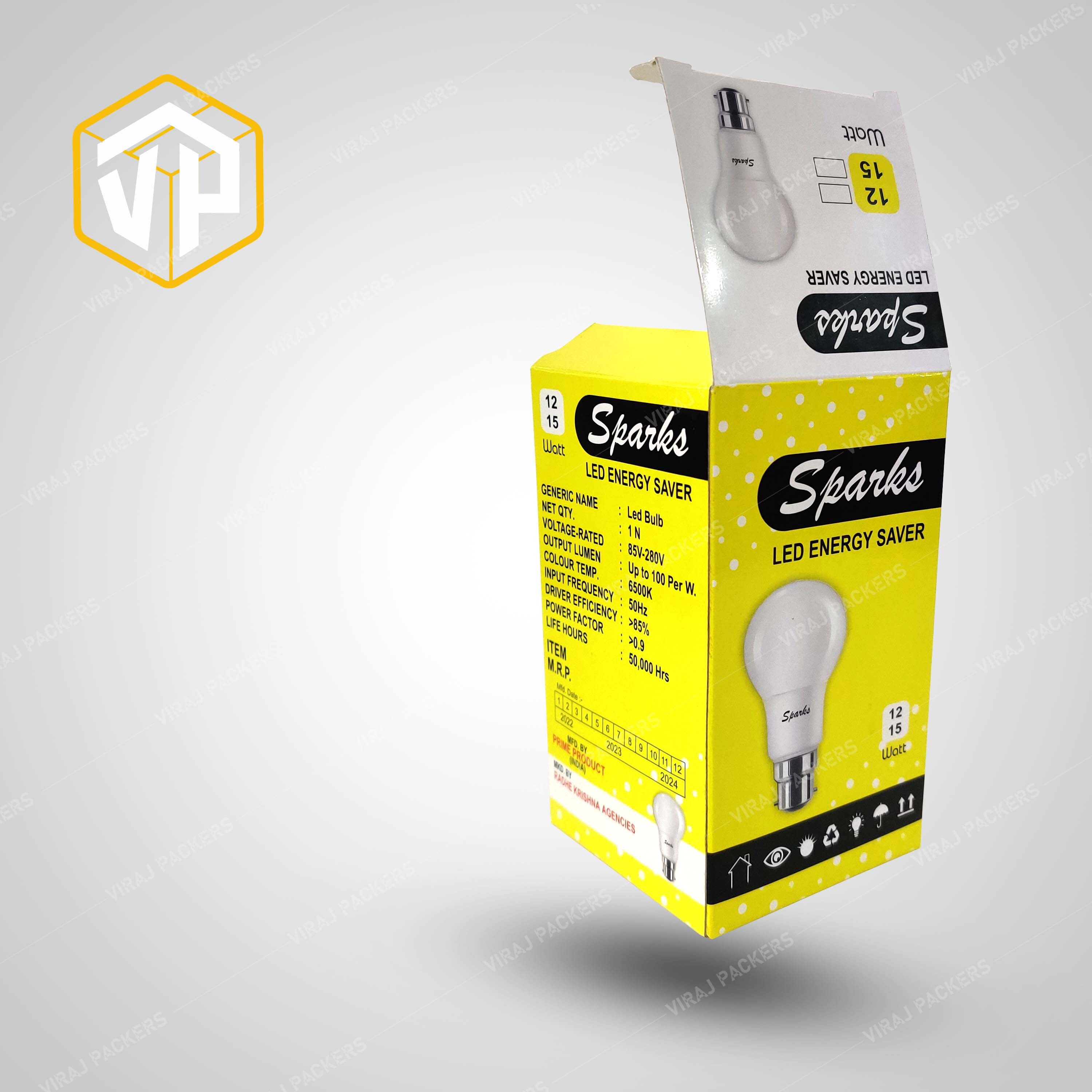 Twelve Watt Led Bulb Packaging Box With Low Moq - Durable Cardboard Material, Customizable Size Options , Glossy Lamination Finish