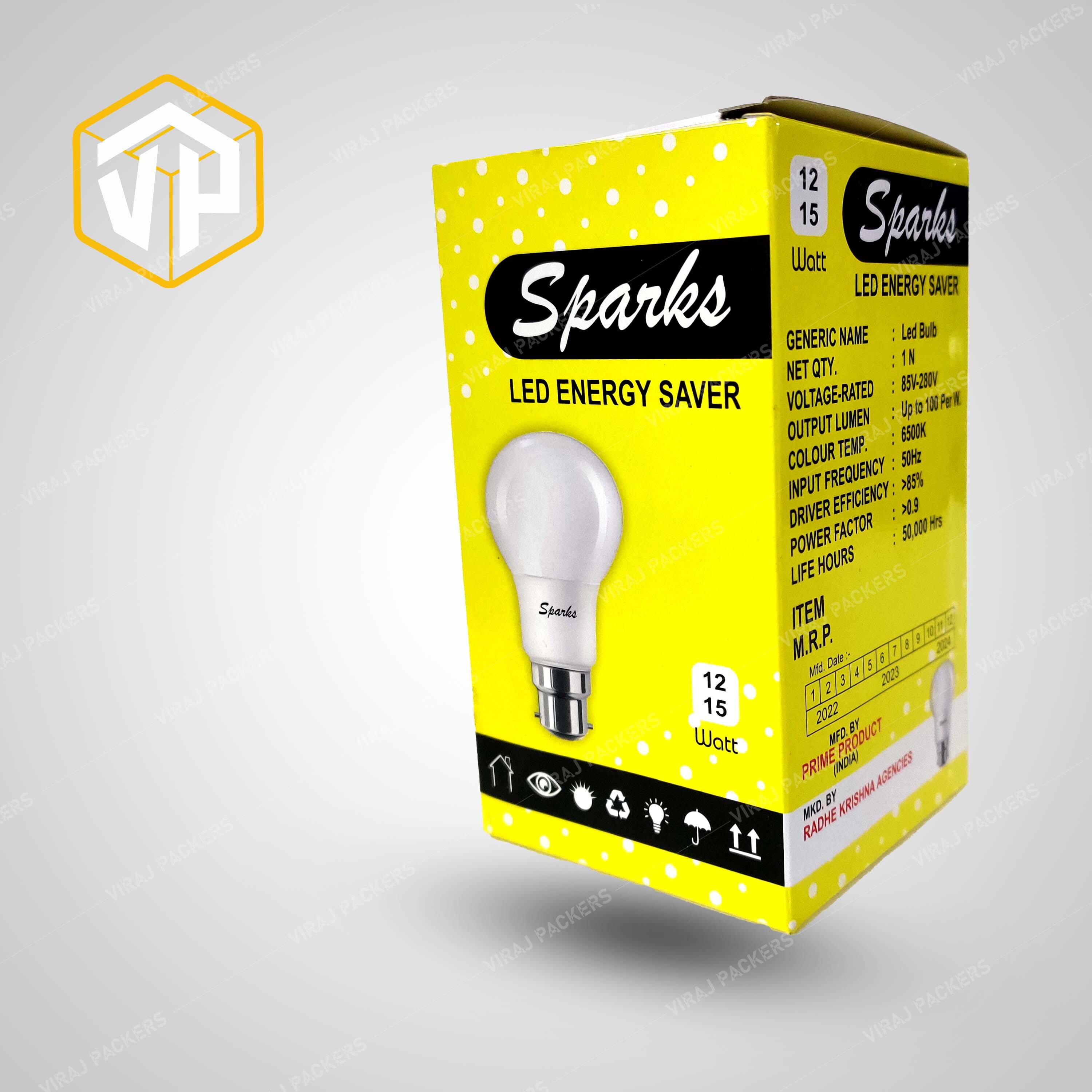 Twelve Watt Led Bulb Packaging Box With Low Moq - Durable Cardboard Material, Customizable Size Options , Glossy Lamination Finish